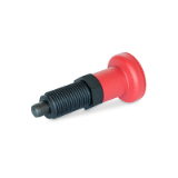 GN 617.2 Indexing Plungers, Threaded Body Plastic, Plunger Pin Steel, with Red Knob