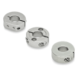 GN 7062.1 Semi-Split Shaft Collars, Stainless Steel, with Extension-Tapped Holes