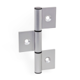GN 2295 Hinges, for Aluminum Profiles / Panel Elements, Three-Part, Vertically Elongated Outer Wings, Aluminum