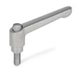 GN 911.3 Adjustable Hand Levers, Stainless Steel, with Threaded Bushing, for Tube Clamp Connectors / Linear Actuator Connectors