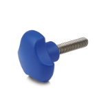 GN 5342 - Tristar knobs, detectable, FDA compliant plastic, threaded stud Stainless Steel