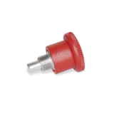 GN 822 C NI - Edelstahl-Miniraster mit rotem Knopf, Form C, mit Rastsperre, mit Kunststoff Knopf