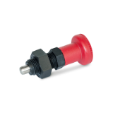 GN 617.2 - Stainless Steel-Indexing plungers with red knob, Type BK, without rest position, with lock nut