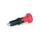 GN 617.2 - Stainless steel-Indexing plungers with red knob, Type C, with rest position, without lock nut