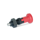 GN 617.2 - Stainless Steel-Indexing plungers with red knob, Type CK, with rest position, with lock nut