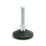 GN 344 - Levelling feet, Foot plastic / Threaded stud steel, Type B, with nut, without rubber underlay