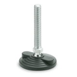 GN 345 - Levelling feet, Foot plastic / Threaded stud steel with two fixing holes, Type A, without nut, without rubber underlay