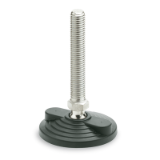 GN 345.5 - Stainless Steel-Levelling feet, Foot plastic / Threaded stud steel with two fixing holes, Type B, with nut, without rubber underlay
