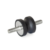 GN 456 - Stainless Steel-Rubber buffers, Type SS, with 2 threaded studs